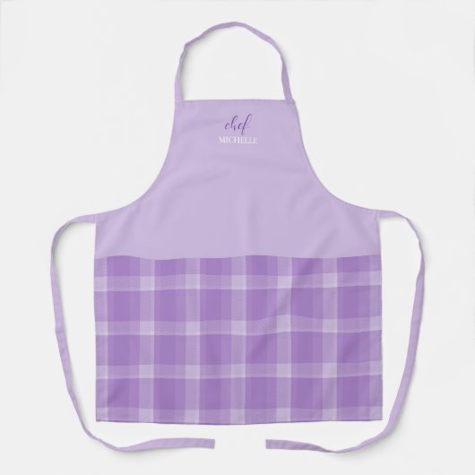 Elegante Moderne Gepersonaliseerde Paarse Tartan Schort (Voorkant)
