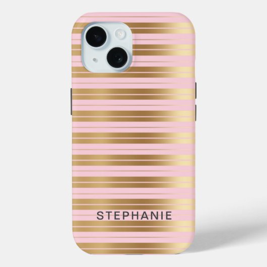 Elegante moderne gepersonaliseerde roze en gouden Case-Mate iPhone case (Achterkant)
