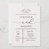 Elegante & moderne gepolijste look bruiloft kaart (Voorkant)