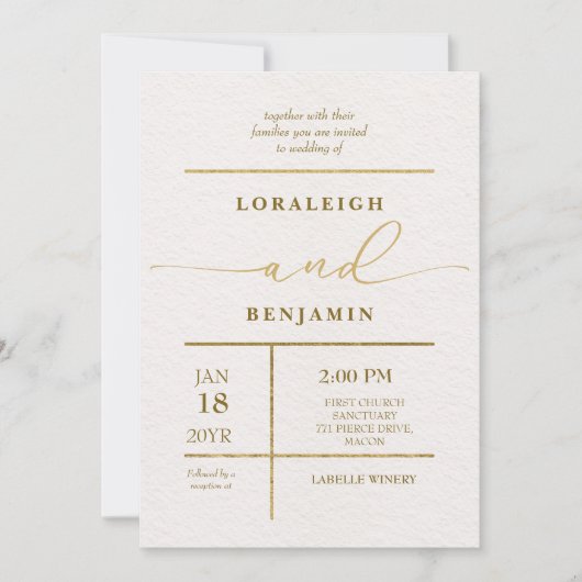 Elegante & moderne gepolijste look bruiloft kaart (Voorkant)