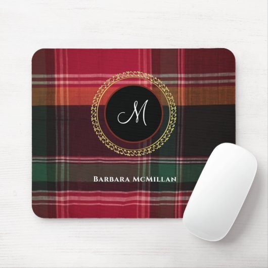 Elegante moderne geruite Madras personaliseren Muismat (Met muis)