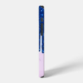Elegante Moderne Gestreepte, Blauwe Glitter Druppe iPhone Hoesje (Linkerkant)