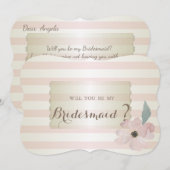 Elegante moderne gestreepte bloem   bruidsmeisje k kaart (Voorkant / Achterkant)