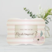 Elegante moderne gestreepte bloem   bruidsmeisje k kaart (Staand voorkant)