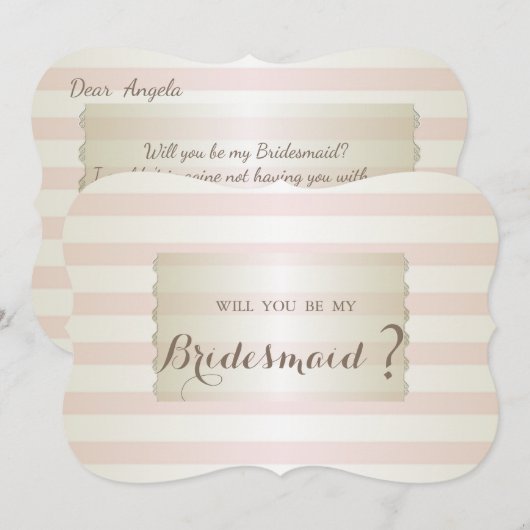 Elegante moderne gestreepte bruidsmeisje kaart (Voorkant / Achterkant)