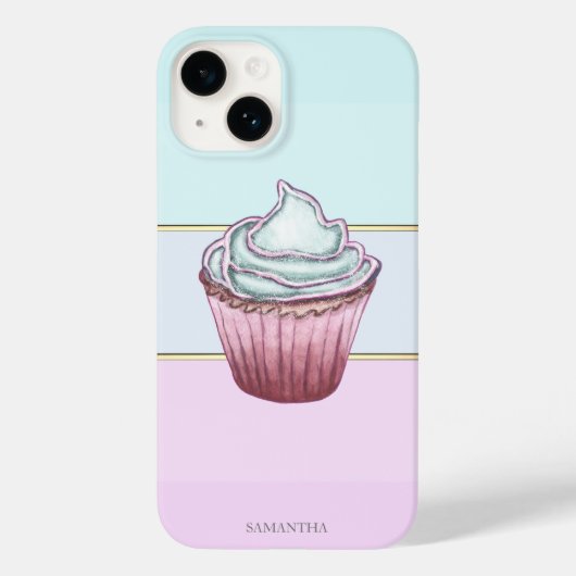 Elegante moderne gestreepte, Cupcake Case-Mate iPhone Case (Achterkant)