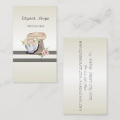 Elegante moderne, gestreepte, gebak bloemenretro m visitekaartje (Voorkant / Achterkant)