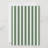 Elegante moderne gestreepte olijfgroene bruiloft save the date (Achterkant)