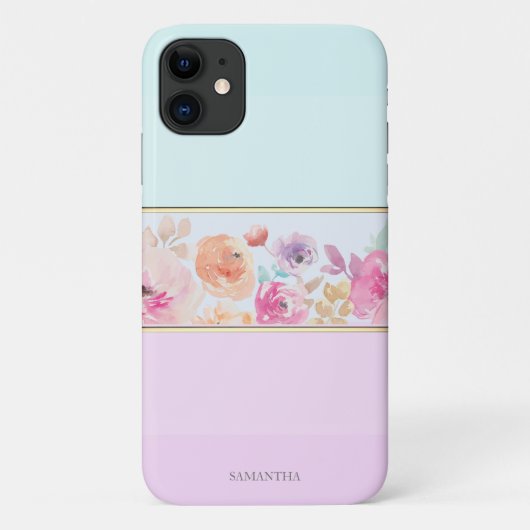 Elegante moderne gestreepte, ombre, bloemen -Perso Case-Mate iPhone Case (Achterkant)