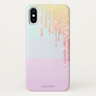 Elegante moderne gestreepte, ombre glitter druppel Case-Mate iPhone case