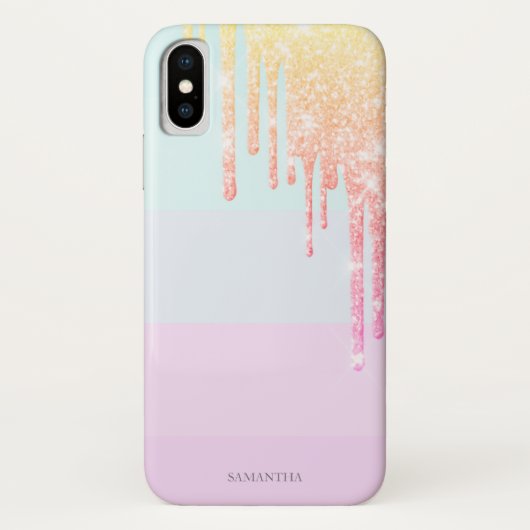 Elegante moderne gestreepte, ombre glitter druppel Case-Mate iPhone case (Achterkant)
