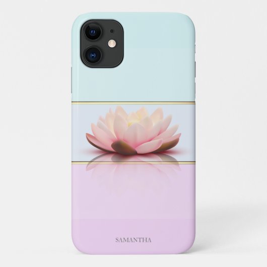 Elegante moderne gestreepte, ombre lotus Case-Mate iPhone case (Achterkant)