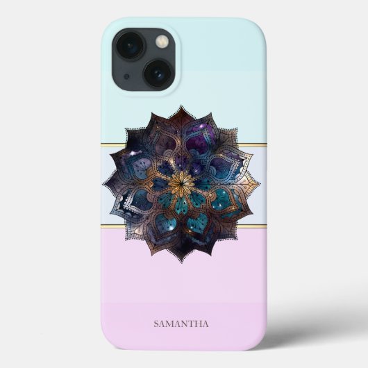 Elegante moderne gestreepte, ombre mandala Case-Mate iPhone case (Achterkant)