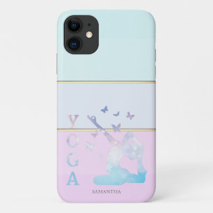 Elegante moderne gestreepte, Ombre yogameisjesilho Case-Mate iPhone Case