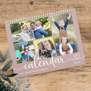 Elegante moderne gezelfamiliefoto's 2026 kalender