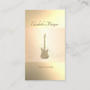 Elegante moderne gitaar met gouden glitter, muziek visitekaartje