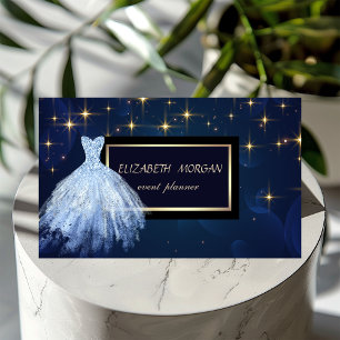 Elegante Moderne Glamoureuze Sterren Blauwe Jurk Visitekaartje