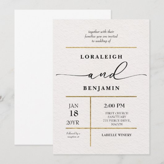 Elegante & Moderne Glanzende Trouwlook Kaart (Voorkant / Achterkant)