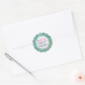 Elegante moderne glanzende turquoise mandala bedan ronde sticker (Envelop)