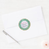 Elegante moderne glanzende turquoise mandala bedan ronde sticker (Envelop)