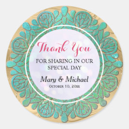 Elegante Moderne Glanzende Turquoise Mandala Bedan Ronde Sticker