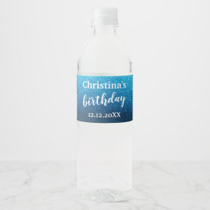 Elegante moderne glinsterende verjaardagsfeestjes waterfles etiket