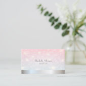 Elegante Moderne Glitter Bokeh ,Zilver Visitekaartje (Staand voorkant)