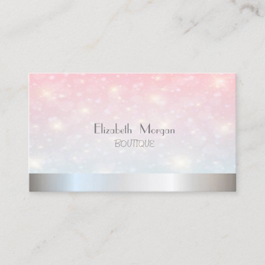 Elegante Moderne Glitter Bokeh ,Zilver Visitekaartje (Voorkant)