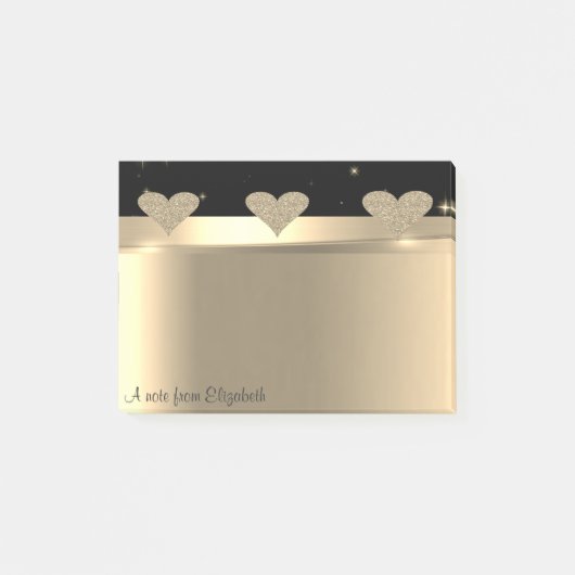 Elegante Moderne Glitterige Gouden Harten - Persoo Post-it® Notes (Voorkant)