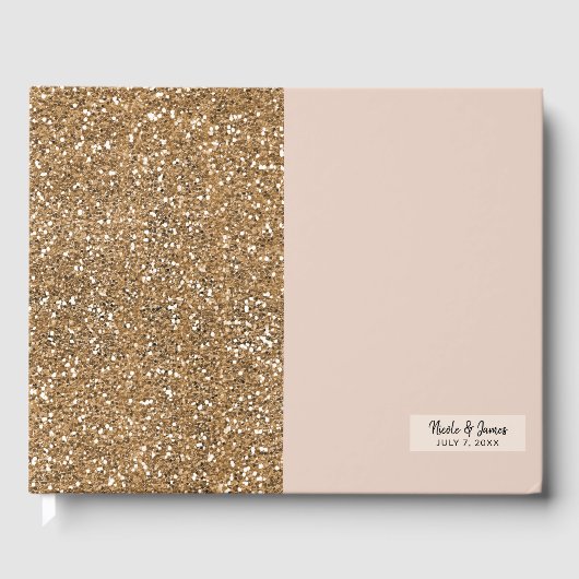 Elegante moderne glitters rozegoud blozen glam fee gastenboek (Voorkant)