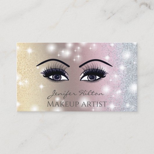 Elegante moderne glittery wimpers oog make-up visitekaartje (Voorkant)