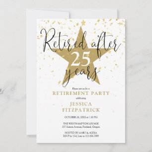 Elegante moderne Gold Stars Retirement Party Kaart
