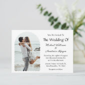 Elegante moderne golvende boog foto bruiloft kaart (Staand voorkant)