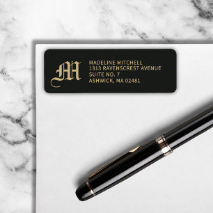 Elegante moderne gotische monogram in zwart goud etiket