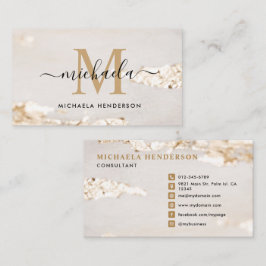 Elegante moderne goud folie monogram initiaal & na visitekaartje