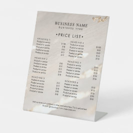 Elegante moderne goud-folie professionele prijslij reclamebord met voetstuk