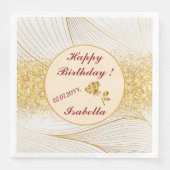 Elegante Moderne Goud Witte Bladeren Lijn Collecti Servet (Voorkant)