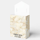 Elegante moderne goud witte bloemlijncollectie bedankdoosjes (Geopend)