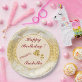 Elegante moderne goud witte bloemlijncollectie papieren bordje (Feest)