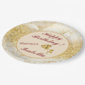 Elegante moderne goud witte bloemlijncollectie papieren bordje (Gekanteld)