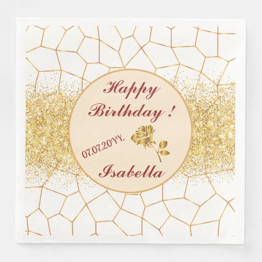 Elegante moderne goud witte gebrandschilderde coll servet (Voorkant)