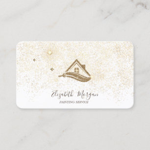 Elegante moderne goudconfetti-schilderdienst visitekaartje