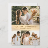 Elegante moderne gouden 4 foto bruiloft dank u kaa kaart (Voorkant)