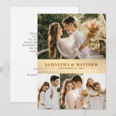 Elegante moderne gouden 4 foto bruiloft dank u kaa kaart (Voorkant / Achterkant)