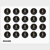Elegante moderne gouden ananas zwart ronde sticker (Vel)