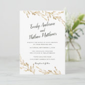 Elegante Moderne Gouden Blad Bruiloft Kaart (Staand voorkant)
