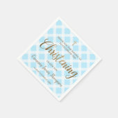 Elegante moderne gouden blauwe jongen doop servet (Hoek)