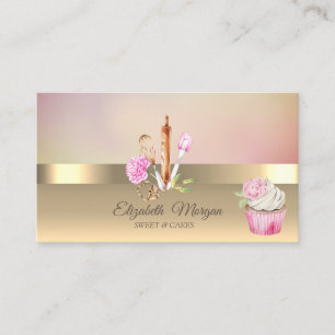 Elegante moderne gouden bloem bakgerei cupcake visitekaartje