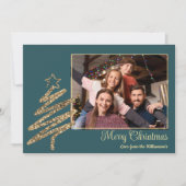 Elegante moderne gouden boom kerstfoto feestdagenkaart (Voorkant)