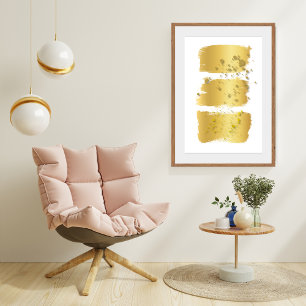 Elegante Moderne Gouden Borstslag Schilderij Abstr Poster